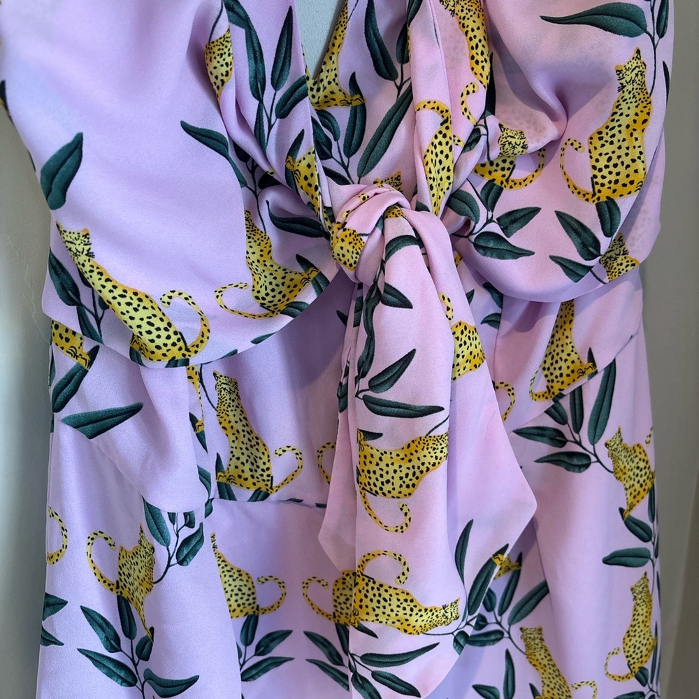 Leopard Print Jungle Strapless Tie Front Romper M